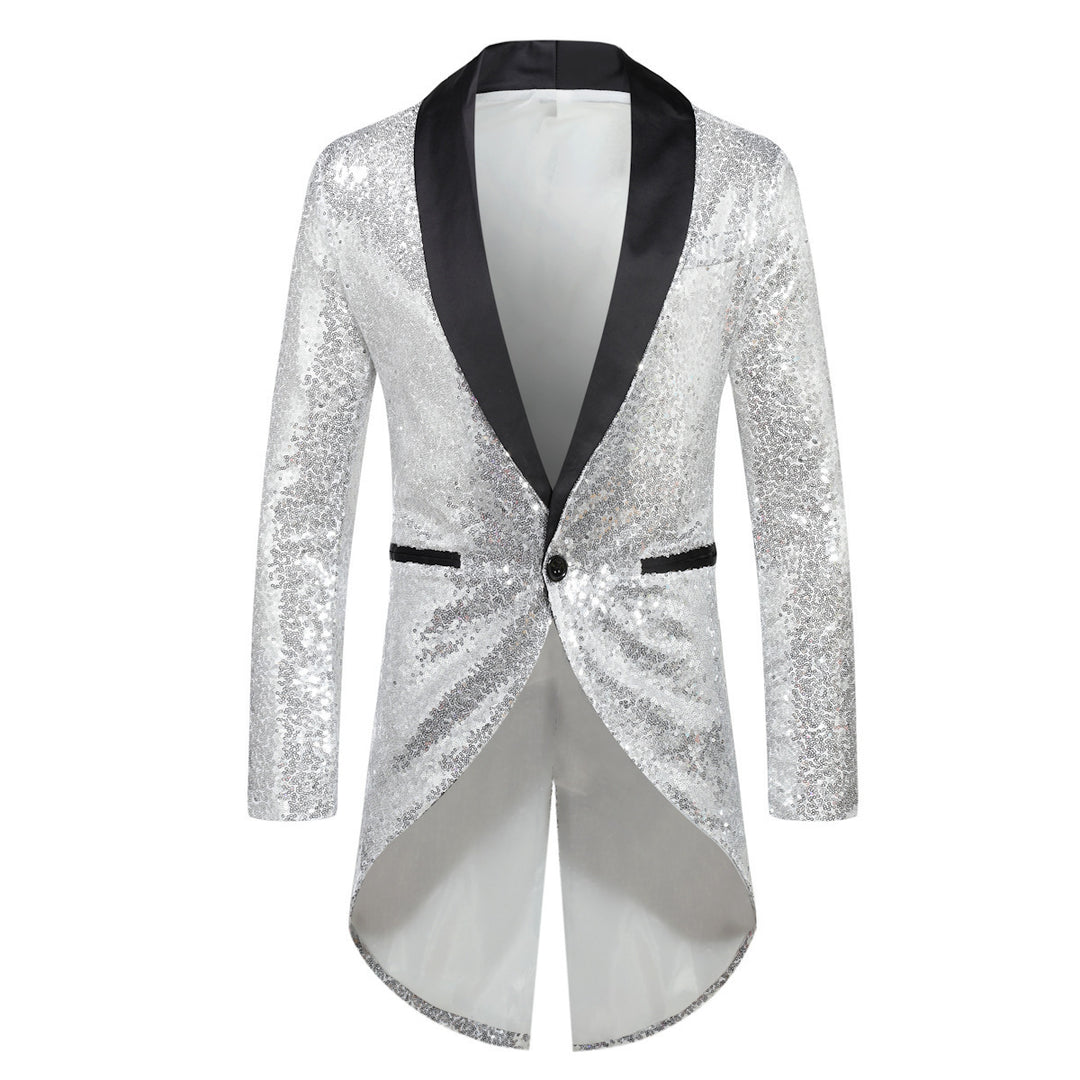 Herren Glitzernder Anzugblazer mit elegantem Schalkragen R&B