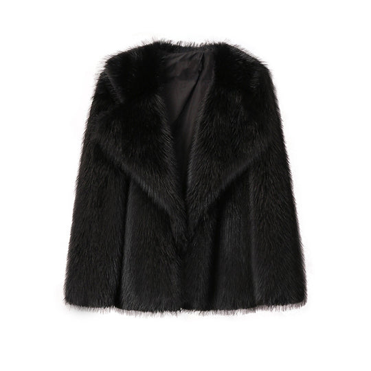 Damen Elegante Kunstpelz-Jacke mit weichem Kragen und modischem Schnitt R&B
