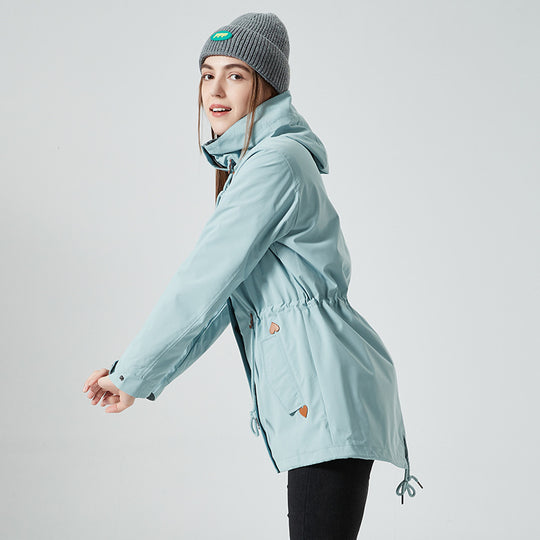 Damen wasserfeste Übergangsjacke mit verstellbarem Kapuzensystem und praktischen Taschen R&B