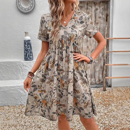 Damen Blütenmuster Freizeitkleid R&B