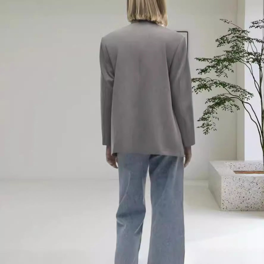 Damen Oversized Blazer mit eleganter Silhouette und dekorativen Knöpfen R&B