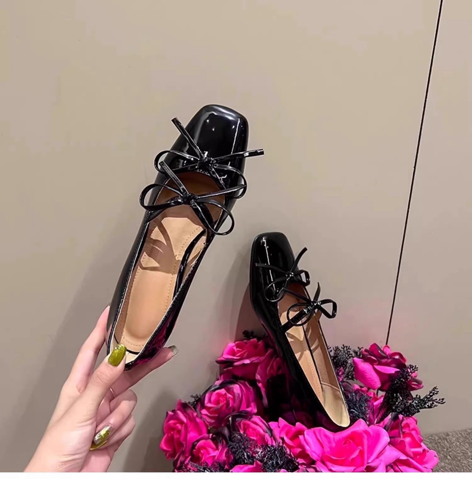 Damen elegante Ballerinas mit Schleifenverzierung R&B
