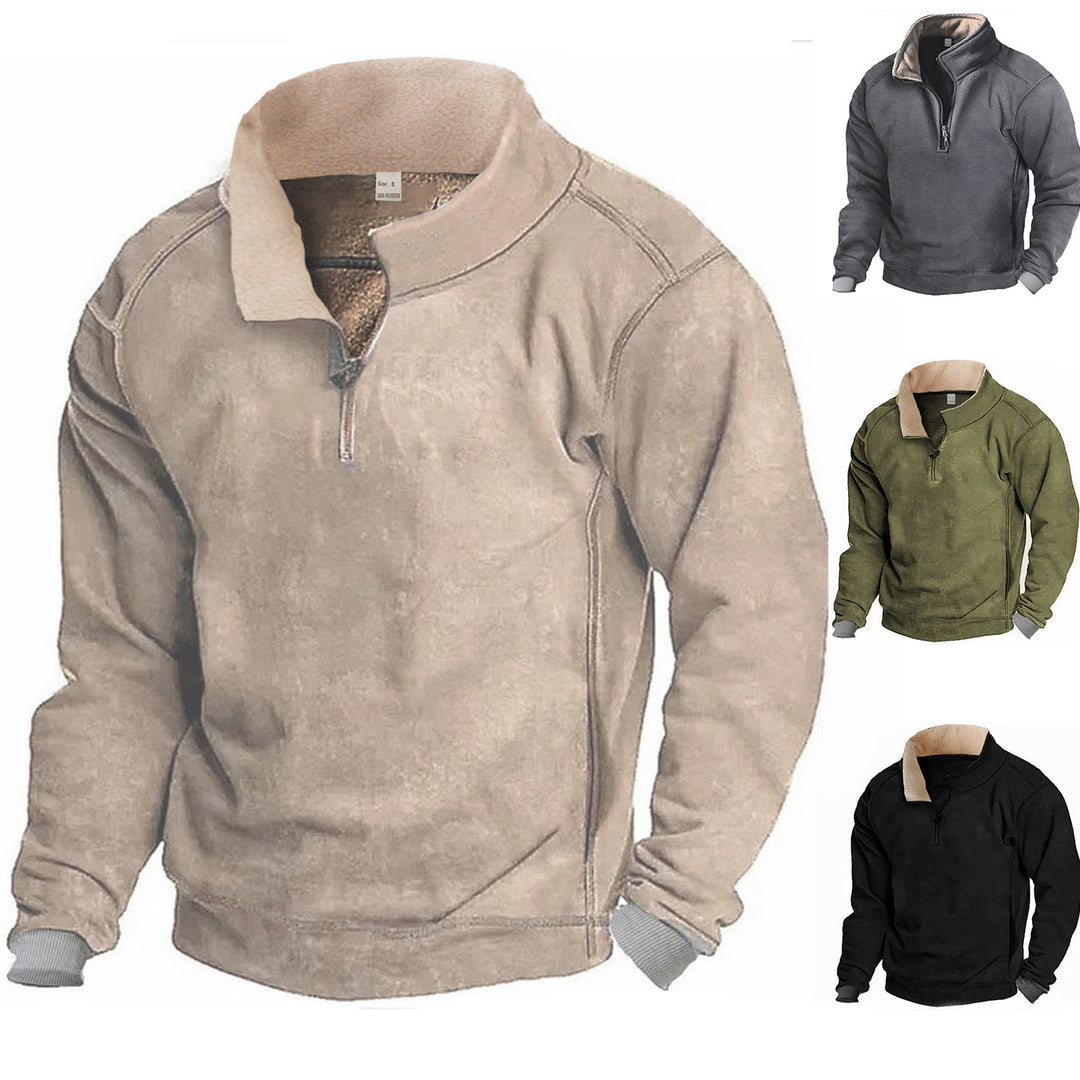 Herren Fleece Sweatshirt mit Stehkragen R&B