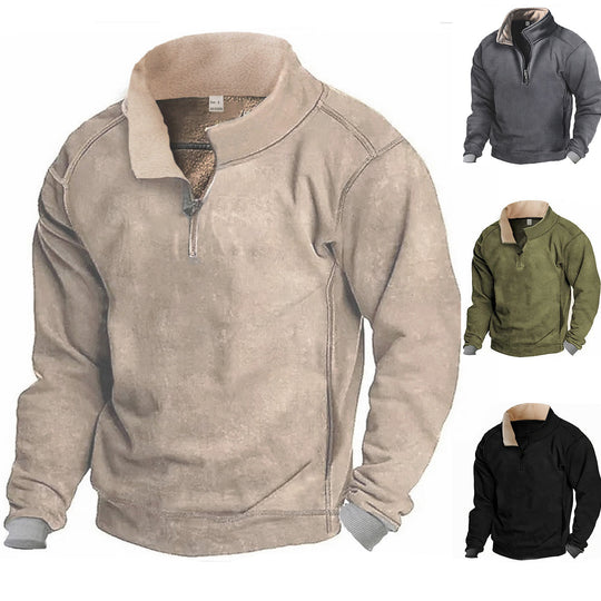 Herren Fleece Sweatshirt mit Stehkragen R&B