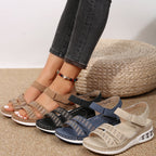 Damen Komfort-Sandalen mit modischem Riemendesign und funkelnden Strassakzenten R&B