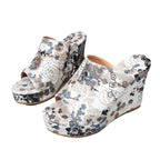 Damen Wedge-Mules mit floralem Design und komfortabler Plateausohle R&B