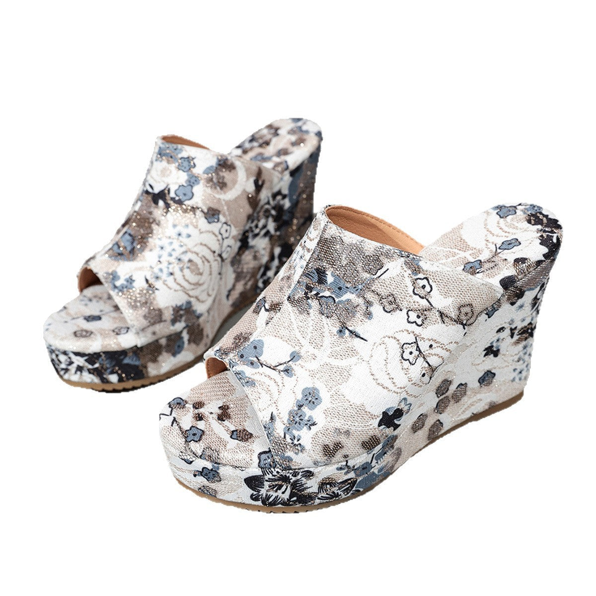 Damen Wedge-Mules mit floralem Design und komfortabler Plateausohle R&B