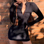Damen Minikleid mit stylischem Reißverschluss und raffiniertem Figurbeton