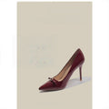 Damen elegante spitze Pumps mit zierlicher Schleifenverzierung