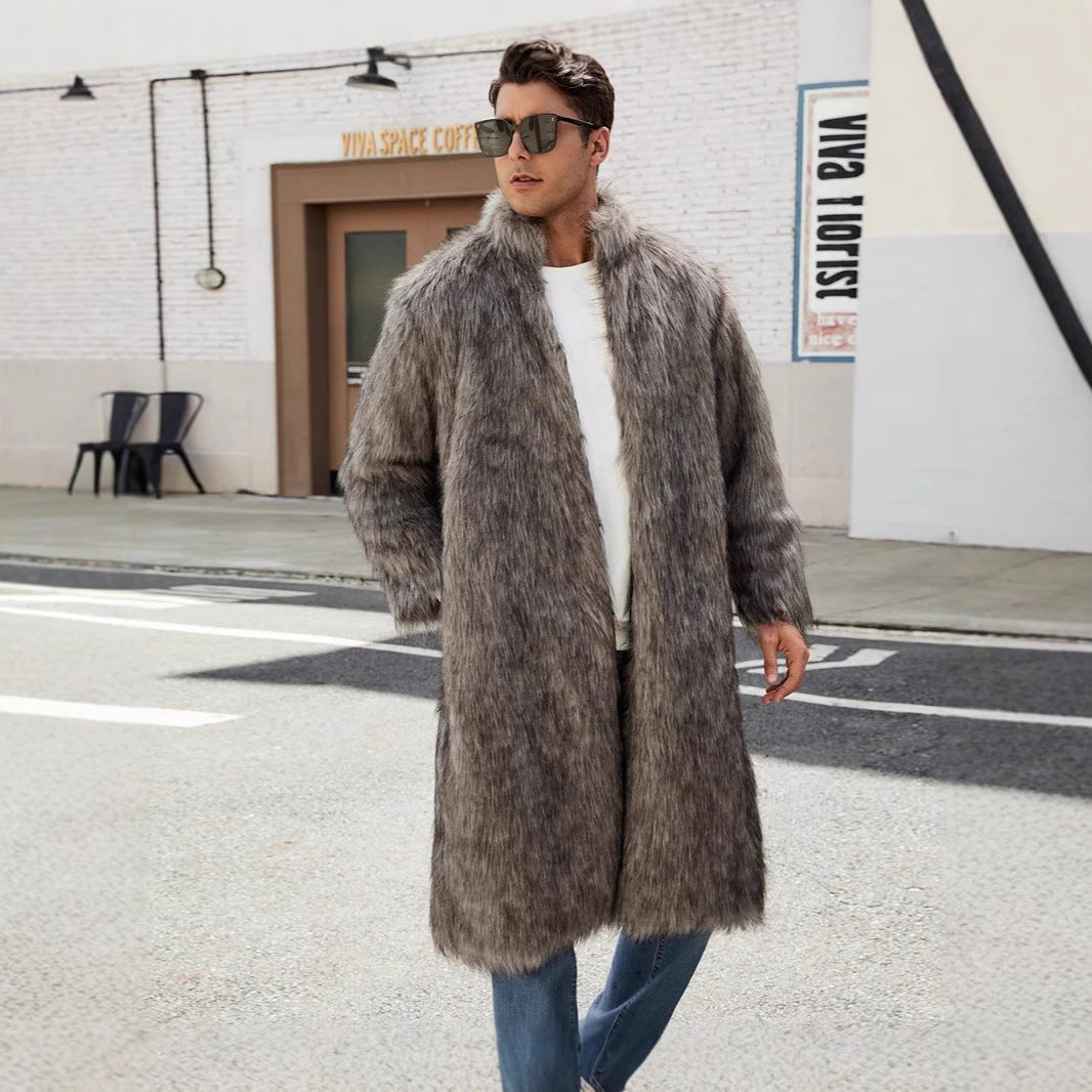 Herren Eleganter und kuscheliger Langmantel aus Kunstfell R&B