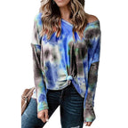 Damen lässiges Oversized Oberteil mit Spitzenhemd Detail und modischem Knoten R&B