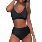 Damen Hochgeschnittenes Bikini-Set mit elegantem Wickeldesign R&B