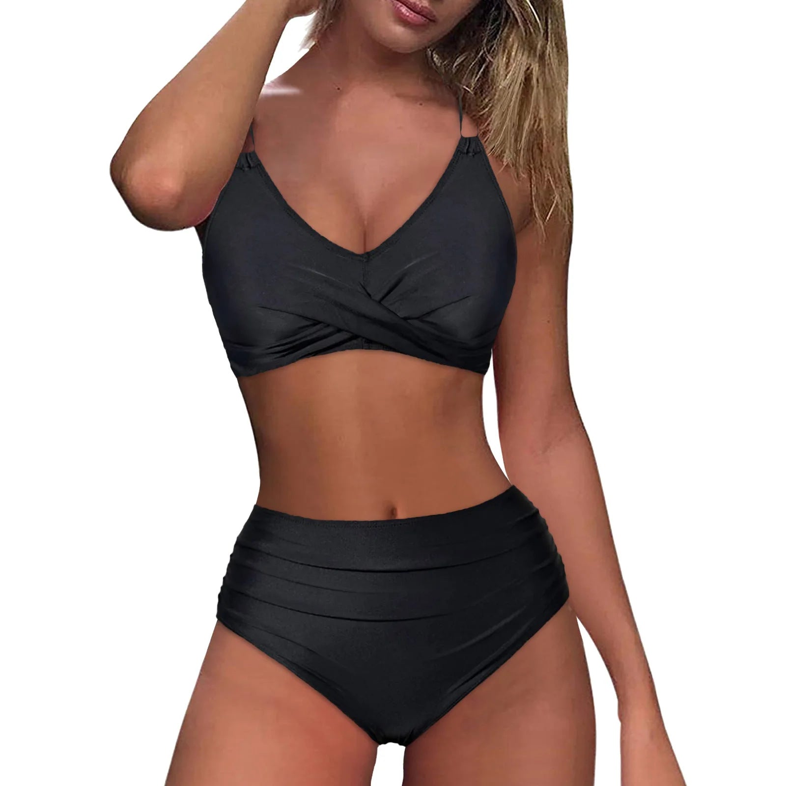 Damen Hochgeschnittenes Bikini-Set mit elegantem Wickeldesign R&B