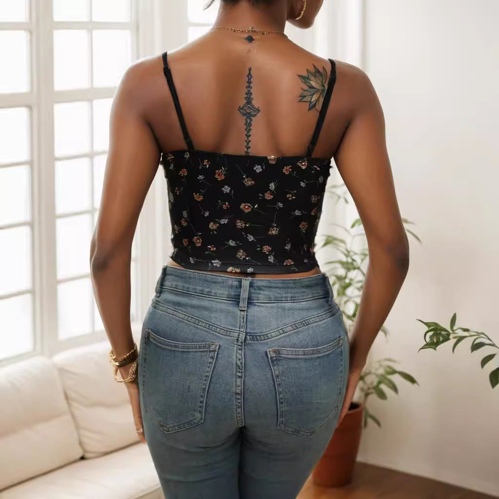 Damen Spitzen-Cami-Top mit floralem Design R&B