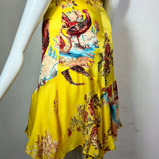 Damen Chiffonkleid mit floralen Bestickungen und asymmetrischem Saum R&B