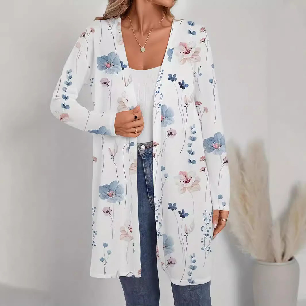 Damen Blütenmotiv Cardigan mit weitem Schnitt R&B