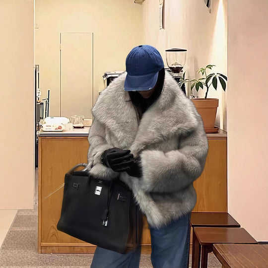 Damen Kuschelige Kunstpelzjacke R&B