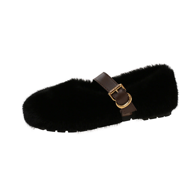 Damen Flauschige Hausschuhe mit elegantem Schnallenverschluss R&B