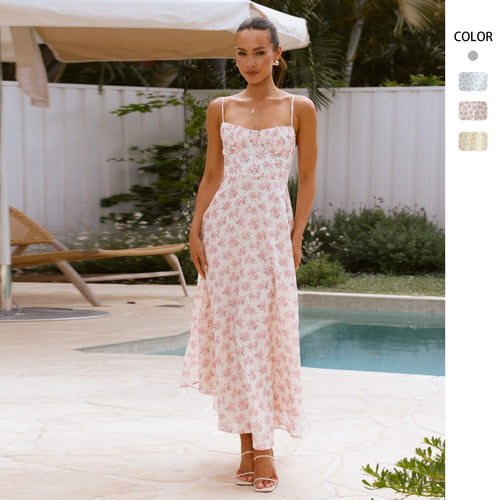 Damen Maxikleid mit zarten Blumenmuster R&B