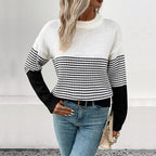 Damen Streifenpullover mit lässigem Schnitt und modernem Design R&B