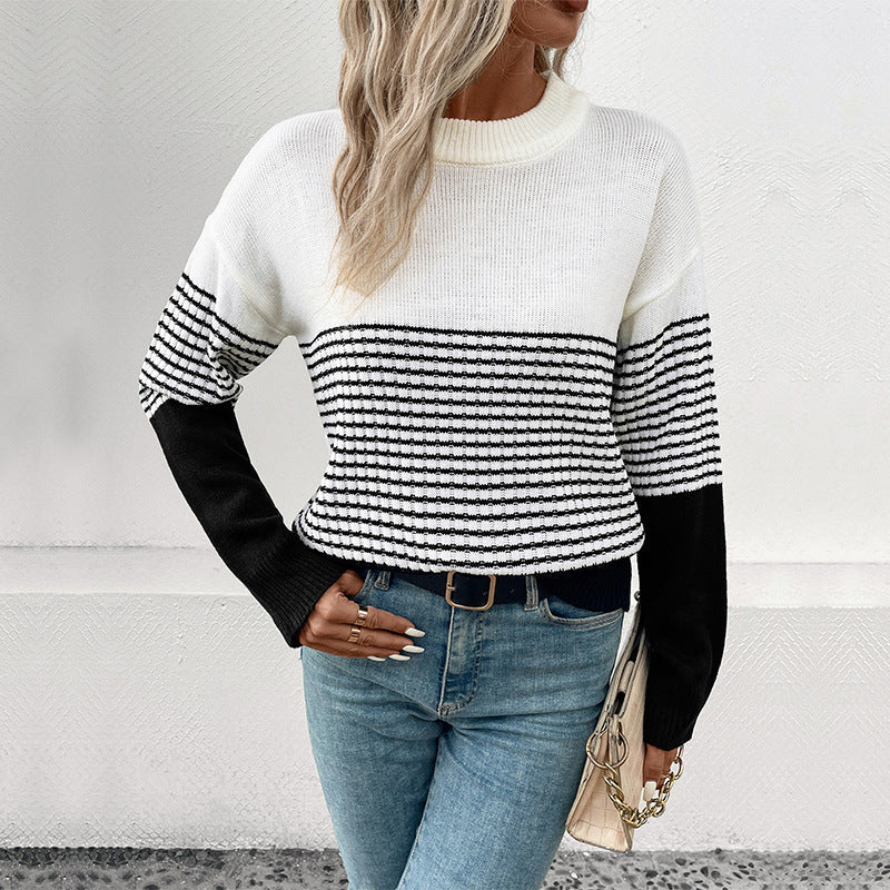 Damen Streifenpullover mit lässigem Schnitt und modernem Design R&B
