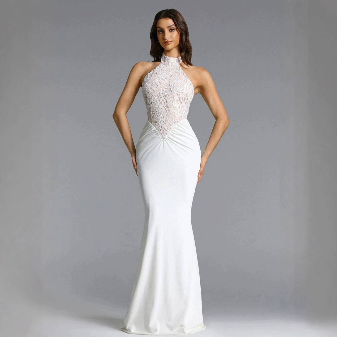 Damen Elegantes Bodenkonturen-Abendkleid mit Spitzenoberteil R&B