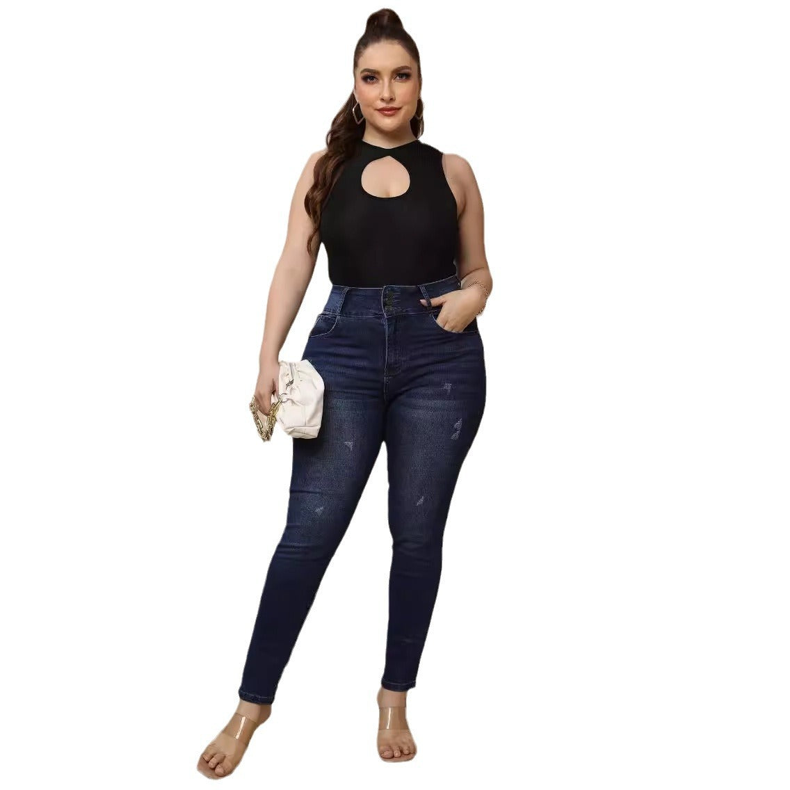 Damen Hochgeschlossenes Cut-Out Badeanzug R&B