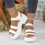 Damen Komfortable Plateau-Sandalen mit verstellbarem Riemen und rutschfester Sohle