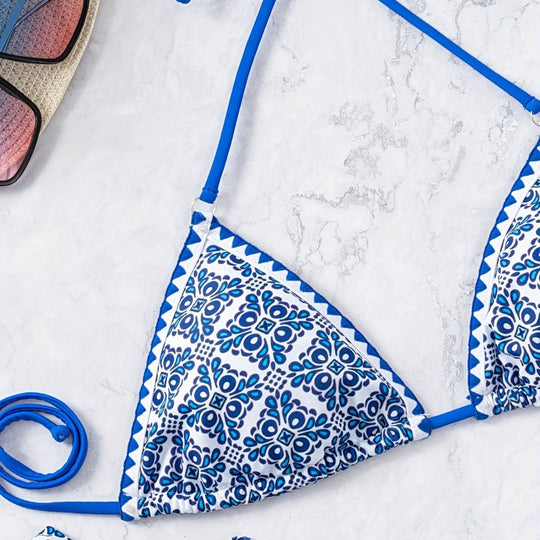 Damen Triangel-Bikini mit verspieltem Knoten-Design R&B