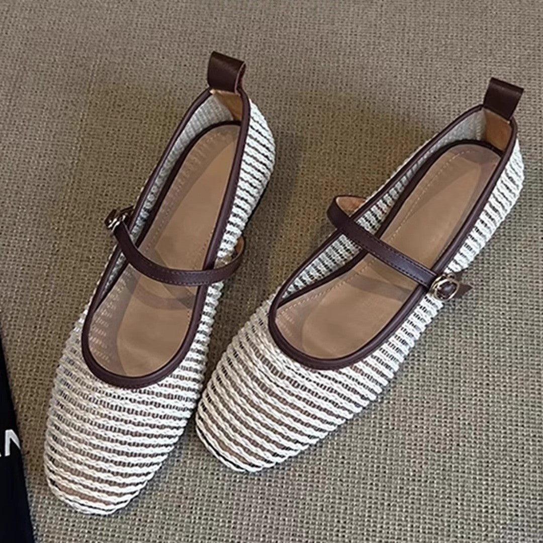 Damen Klassische Ballerinas mit verstellbarem Riemen R&B