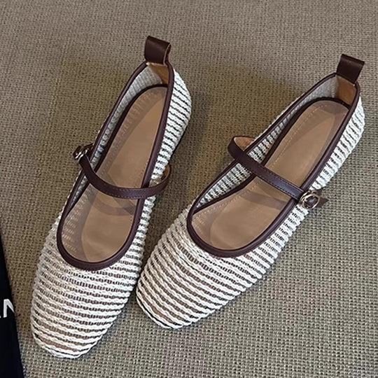 Damen Klassische Ballerinas mit verstellbarem Riemen R&B