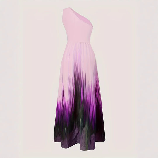 Damen Maxikleid mit schulterfreier Silhouette und fließendem Farbverlauf R&B