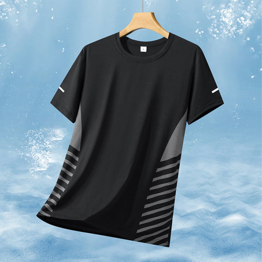 Herren nan atmungsaktives Sportshirt mit Netz-Einsätzen, feuchtigkeitsableitender Funktionsstoff und reflektierenden Streifen R&B