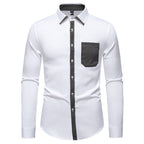 Herren Langarmhemd mit kontrastierendem Kragen und modischer Brusttasche R&B