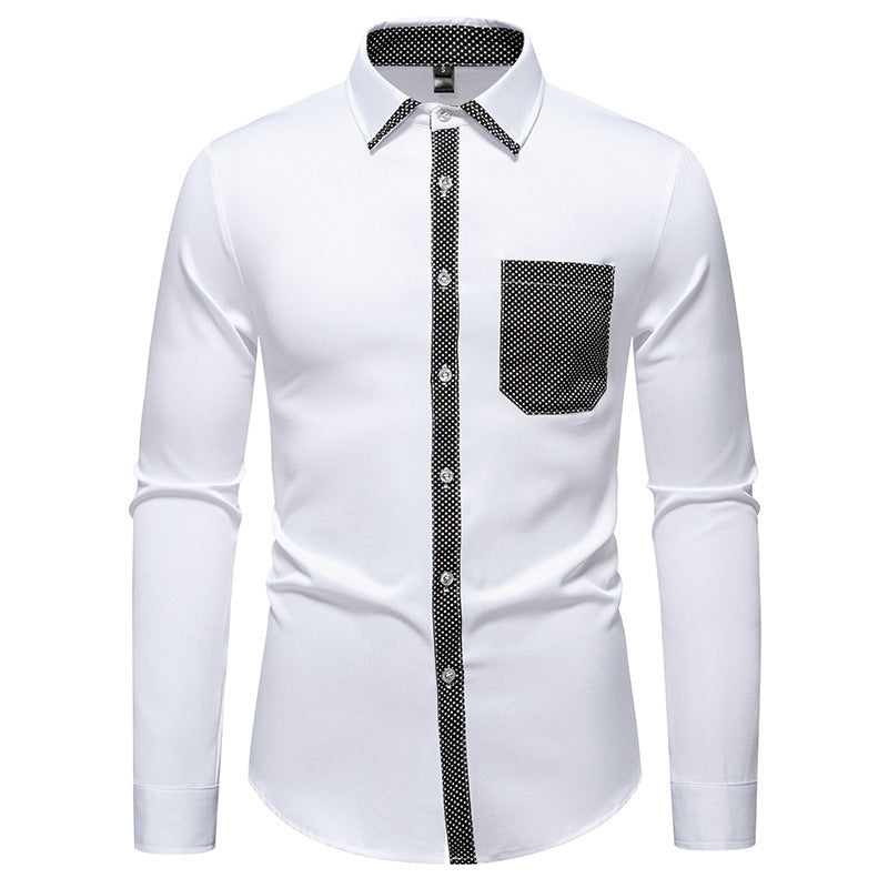 Herren Langarmhemd mit kontrastierendem Kragen und modischer Brusttasche R&B