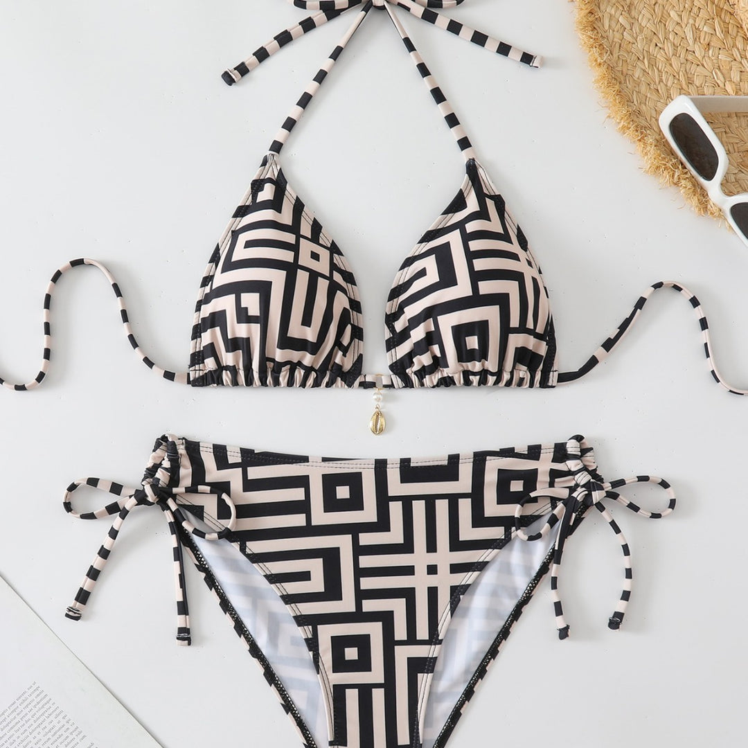 Damen Triangel-Bikini mit modischem Grafikdesign R&B