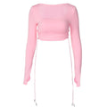 Damen Figurbetontes Crop-Top mit verstellbaren Rüschendetails R&B