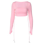 Damen Figurbetontes Crop-Top mit verstellbaren Rüschendetails R&B