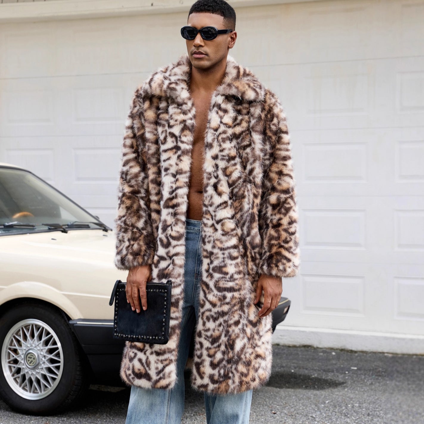 Herren Modischer Kunstfellmantel mit aufregendem Tierdesign R&B