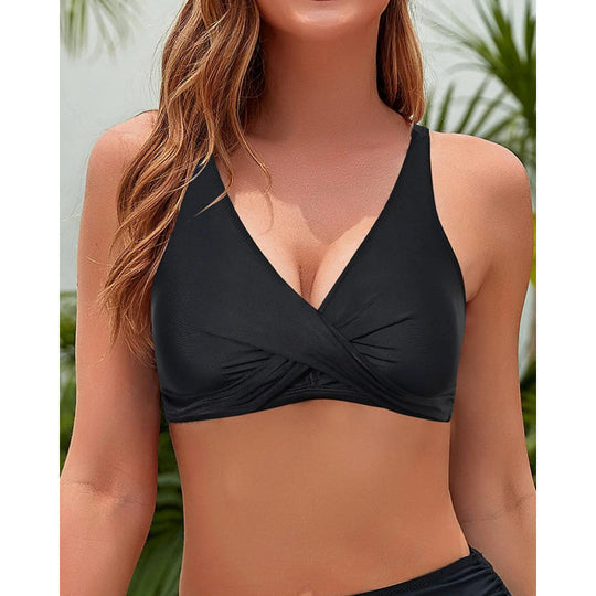 Damen Sportliches Bikinioberteil mit Wickeldesign R&B