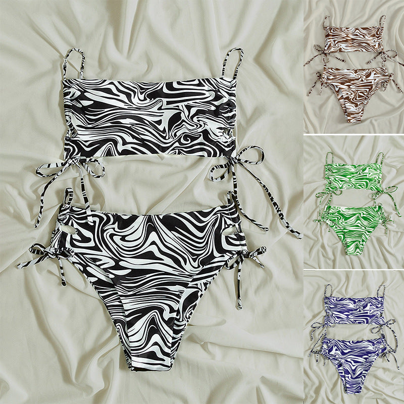 Damen Bandeau-Bikini-Set mit Stilvollem Rüschendesign