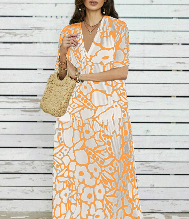 Damen Maxi-Kleid mit floralem Design und weitem Schnitt R&B