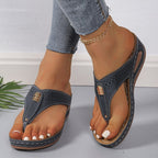 Damen Zehentrenner-Sandalen mit eleganter Perforation und modischem Akzent R&B