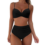 Damen Hochtailliertes Bikini-Set mit Raffungen R&B