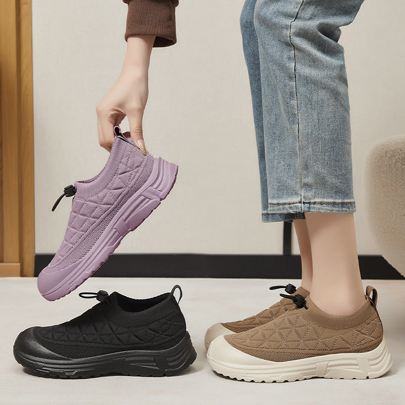 Damen Sportliche Slip-On Sneakers mit flexiblem Strickoberteil R&B