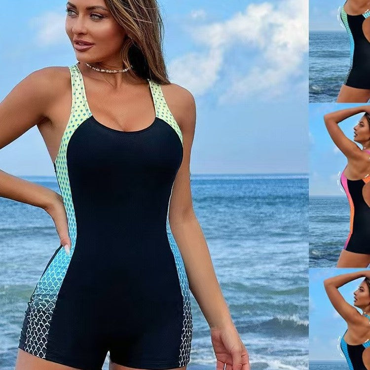Damen Sportlicher Einteiler Badeanzug R&B 1782103762