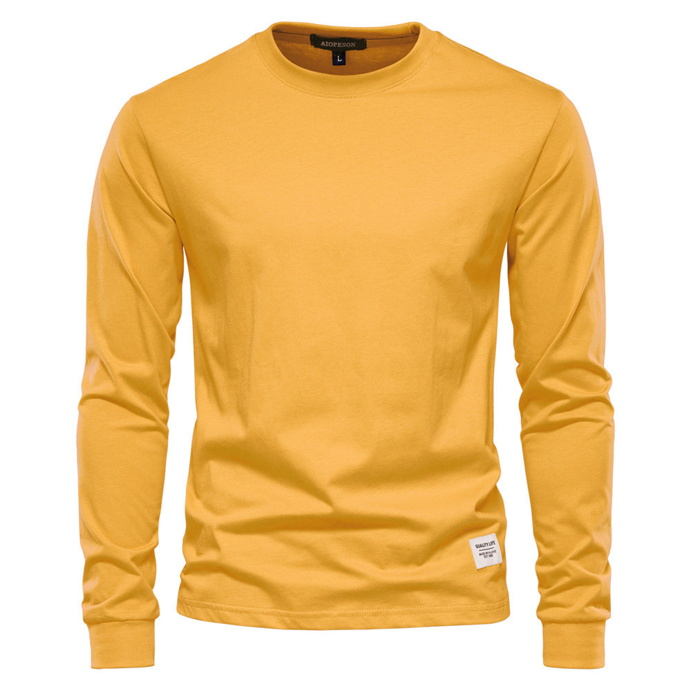 Herren nan klassisches langärmliges Baumwollshirt mit Rundhalsausschnitt und elastischen Bündchen R&B