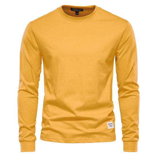 Herren nan klassisches langärmliges Baumwollshirt mit Rundhalsausschnitt und elastischen Bündchen R&B