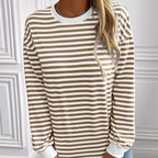 Damen gestreifter Langarm-Pullover mit lässigem Schnitt
