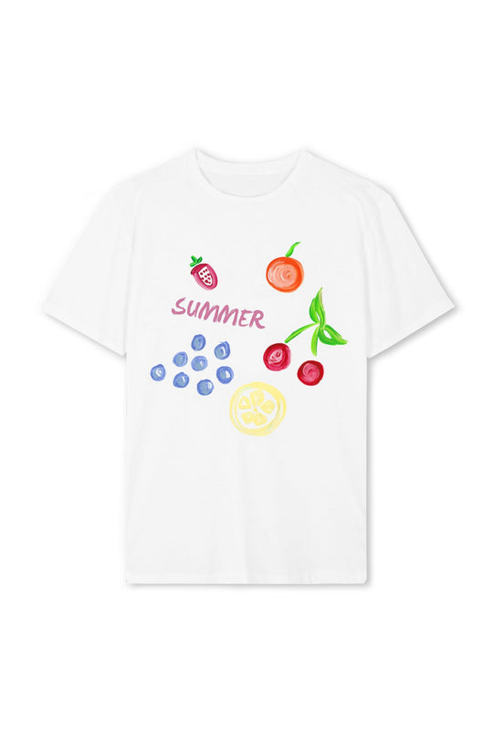 Damen T-Shirt mit farbenfrohem Motiv und kreativem Design R&B